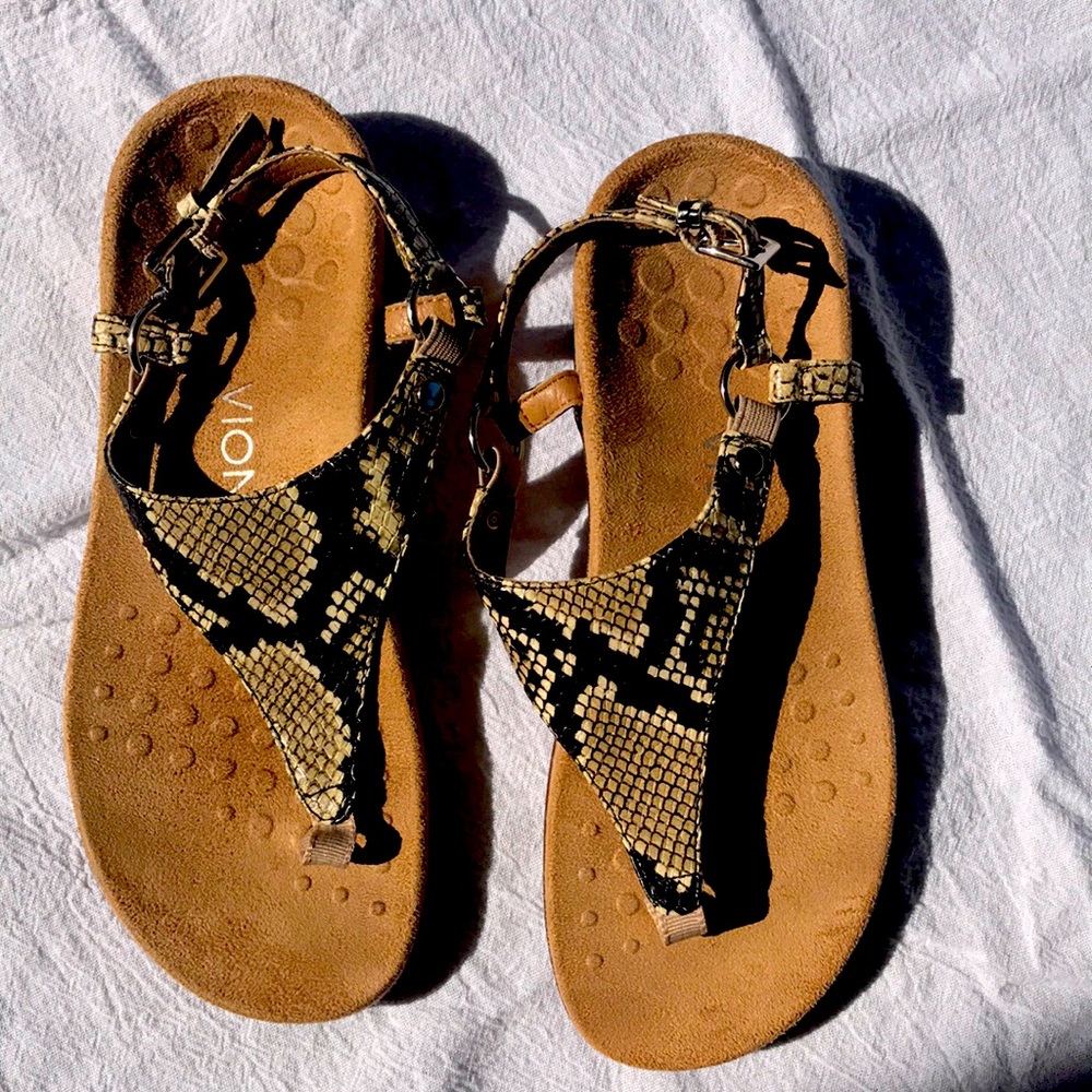 VIONIC sandal LEATHER embossed snake